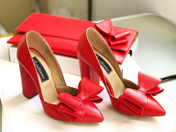 Grind echo Monarchy Set Pantofi + plic Rosu, toc de 10 cm patrat - Pantofi Cristiano